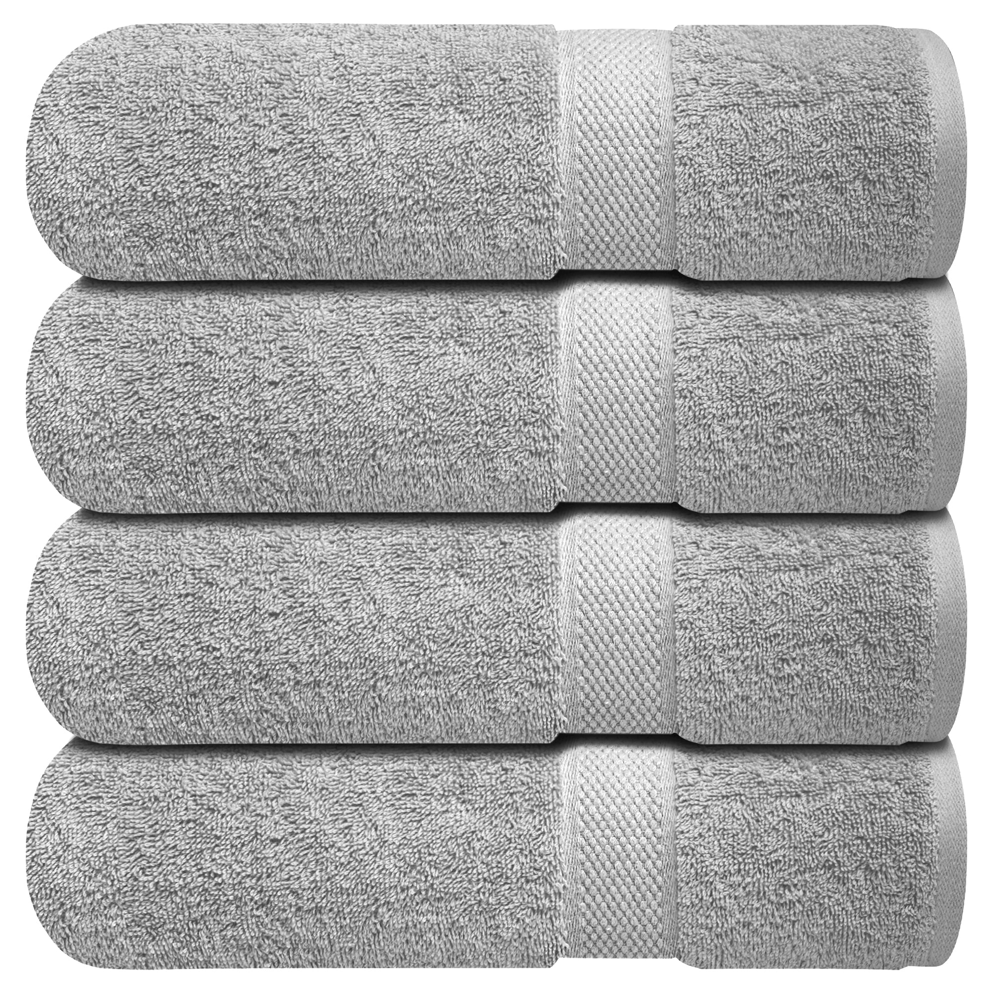 Premium Bath Towels for Bathroom Set of 4 (70x140 cm), 100% Soft Ring-Spun Cotton Bathroom Towels, Quick Dry, Durable, Ideal for Daily Use - Charming Grey