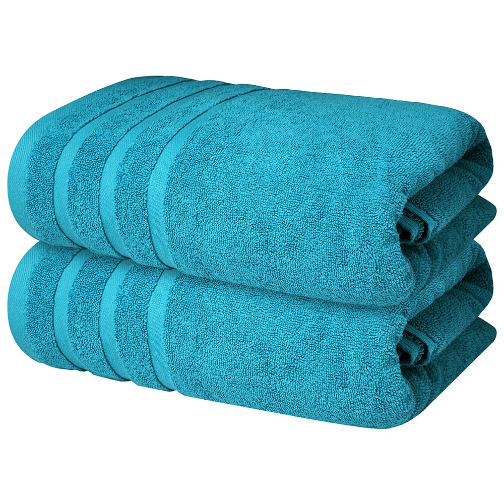 Bath Towels Set of 2 (70x140 cm) – 100% Soft Ring-Spun Cotton, Ultra Soft & Highly Absorbent Towels for Spa, Gym, Hotel & Everyday Bathroom Use - Serene Teal