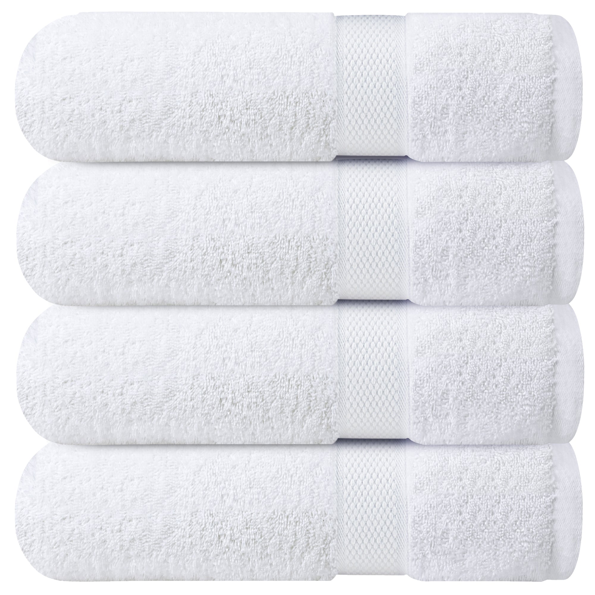 Premium Bath Towels for Bathroom Set of 4 (70x140 cm), 100% Soft Ring-Spun Cotton Bathroom Towels, Quick Dry, Durable, Ideal for Daily Use - Brilliant White