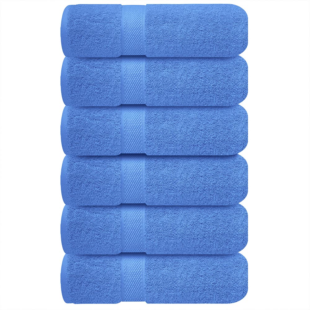 Premium Hand Towels | 6-Pack | 100% Cotton | 40 x 72 cm | Ultra-Soft & Highly Absorbent | Ideal for Gym, Spa, Hotel & Household Use - Eloquent Blue