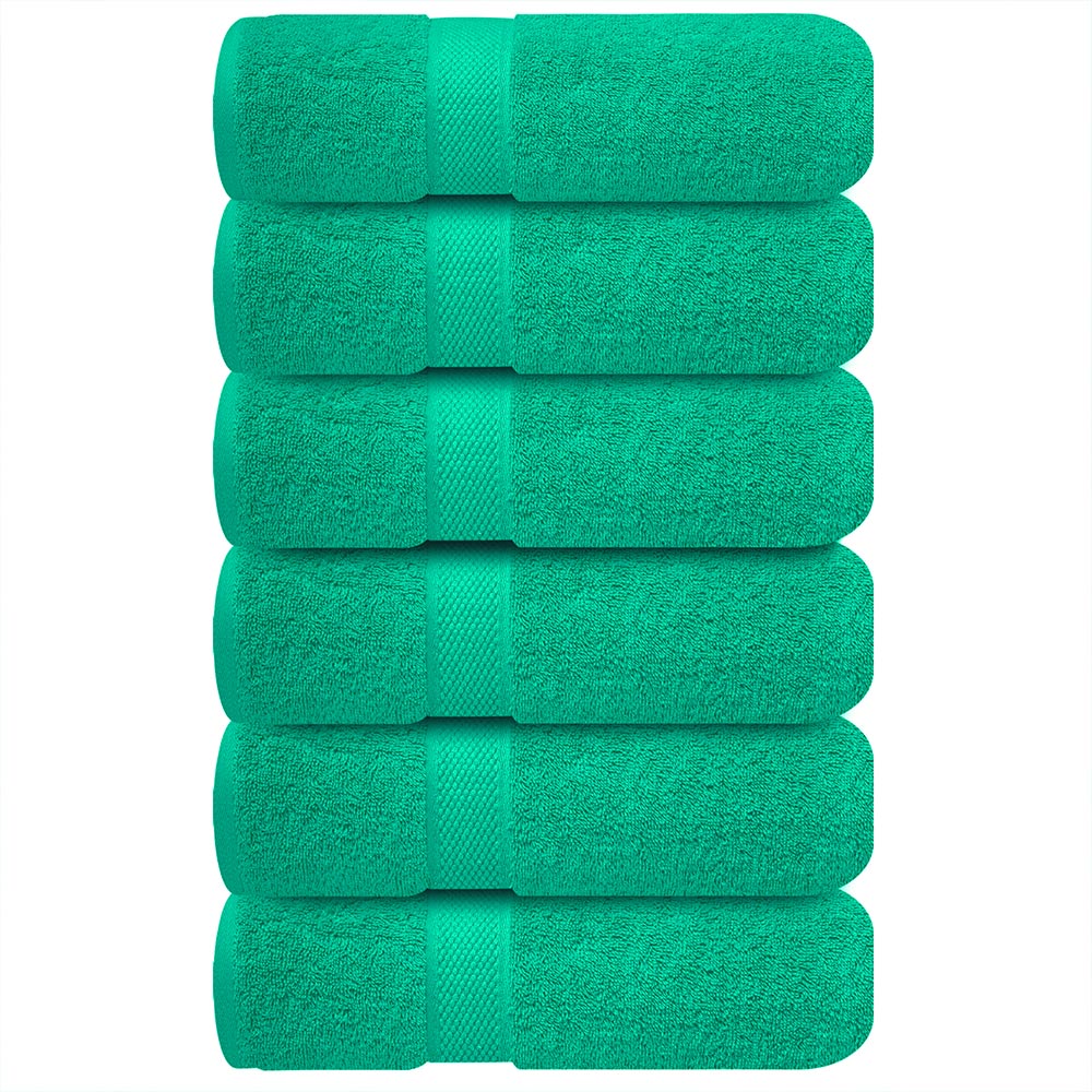 Premium Hand Towels | 6-Pack | 100% Cotton | 40 x 72 cm | Ultra-Soft & Highly Absorbent | Ideal for Gym, Spa, Hotel & Household Use - Vivid Green