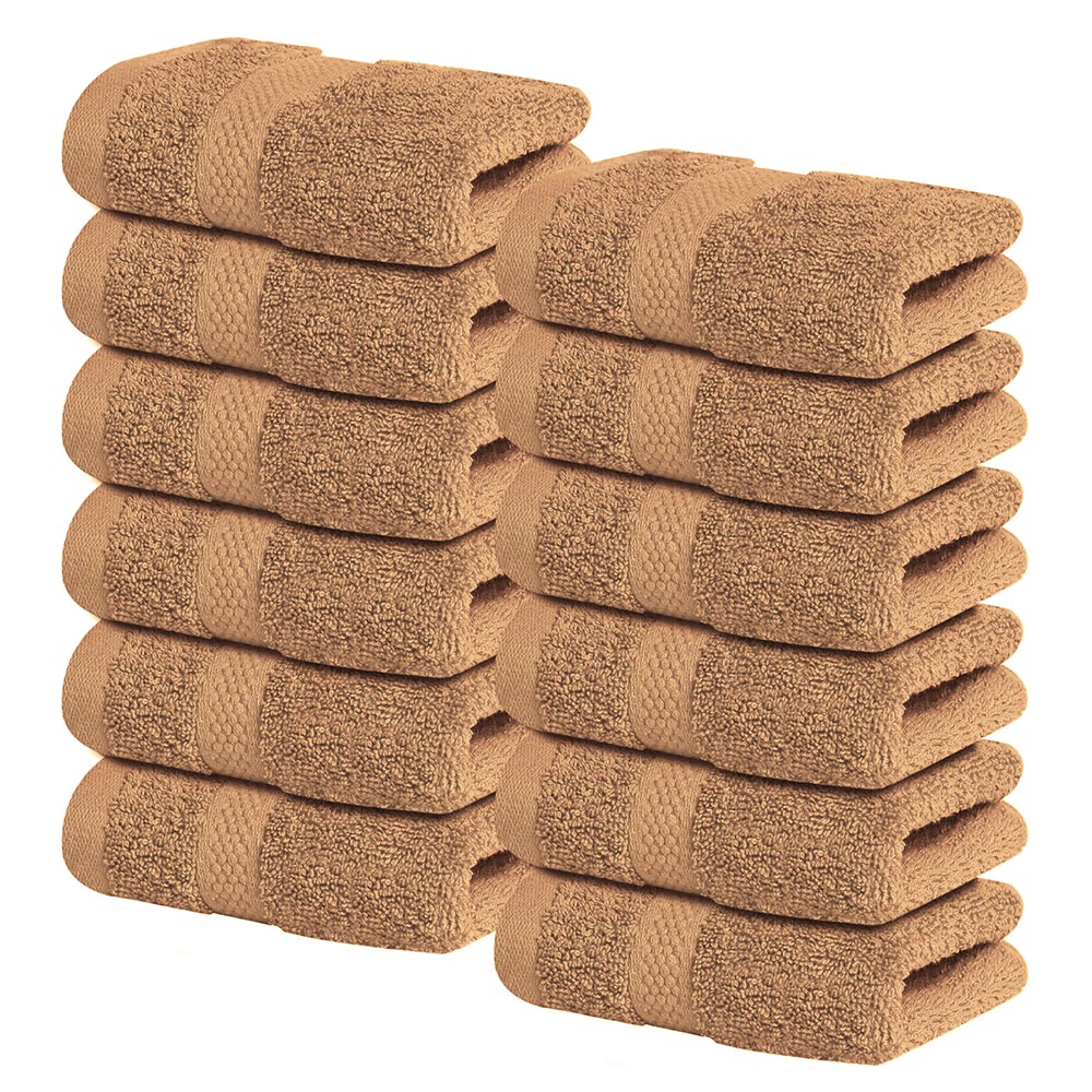 12 Pack Face Cloths |30x30 cm| 100% Cotton Wash Cloths - Ultra Soft & Highly Absorbent Fingertip Towels for Spa, Gym, Hotel & Bathroom - Cosmic Sand