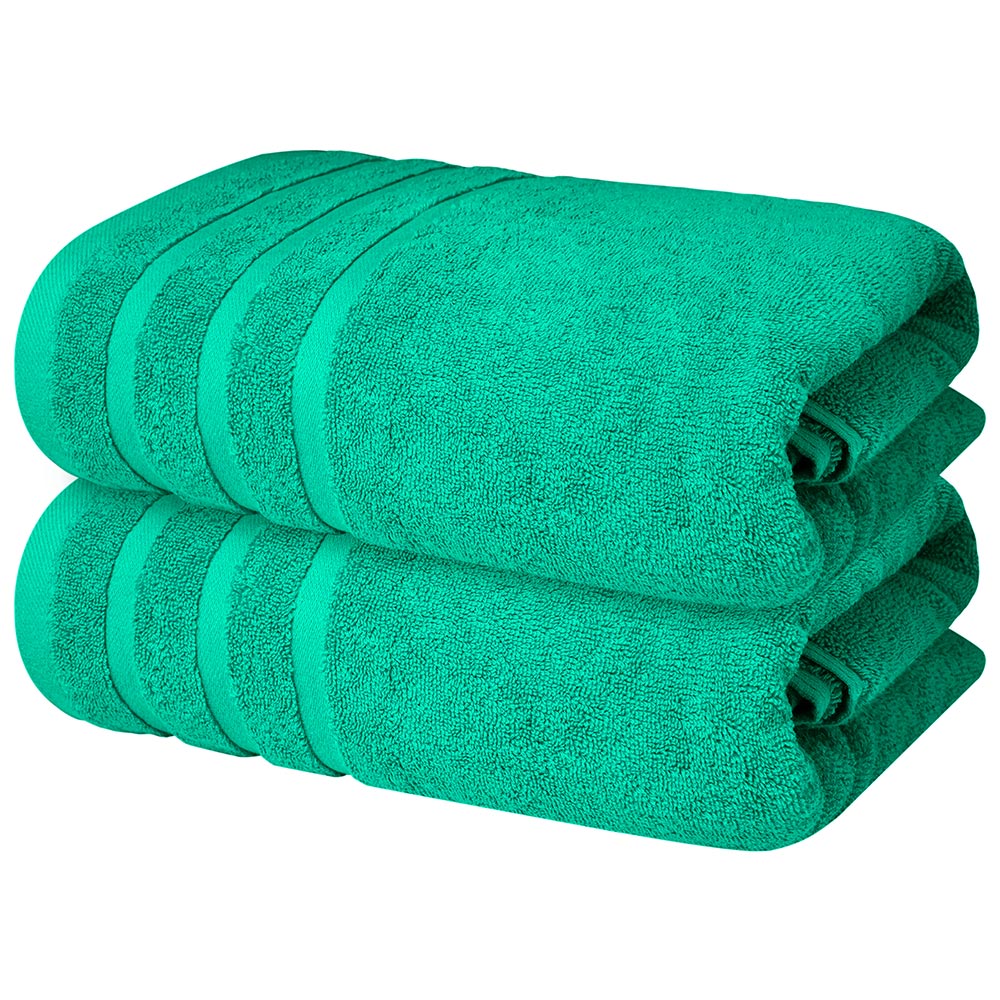 Bath Towels Set of 2 (70x140 cm) – 100% Soft Ring-Spun Cotton, Ultra Soft & Highly Absorbent Towels for Spa, Gym, Hotel & Everyday Bathroom Use - Vivid Green