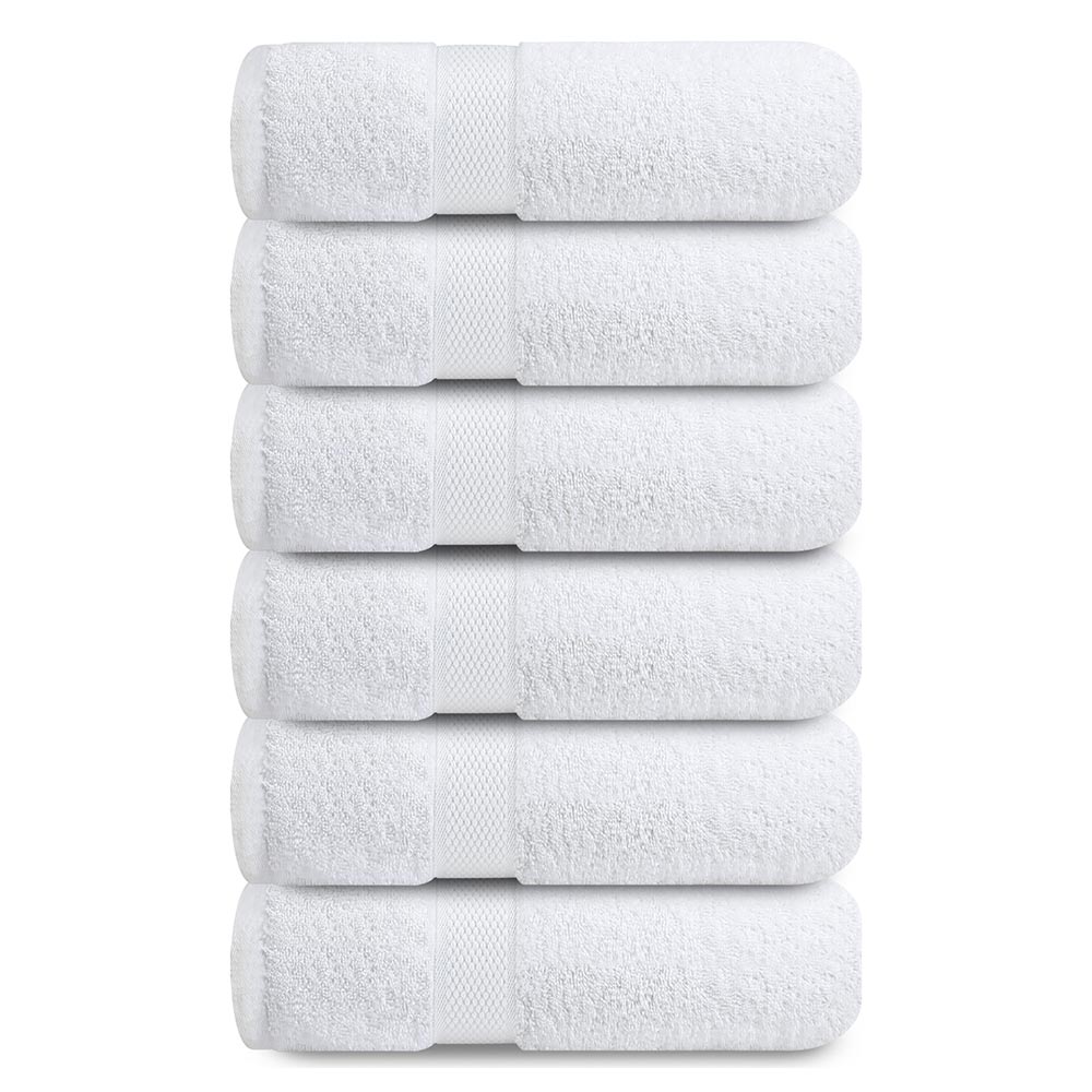 Premium Hand Towels | 6-Pack | 100% Cotton | 40 x 72 cm | Ultra-Soft & Highly Absorbent | Ideal for Gym, Spa, Hotel & Household Use - Brilliant White