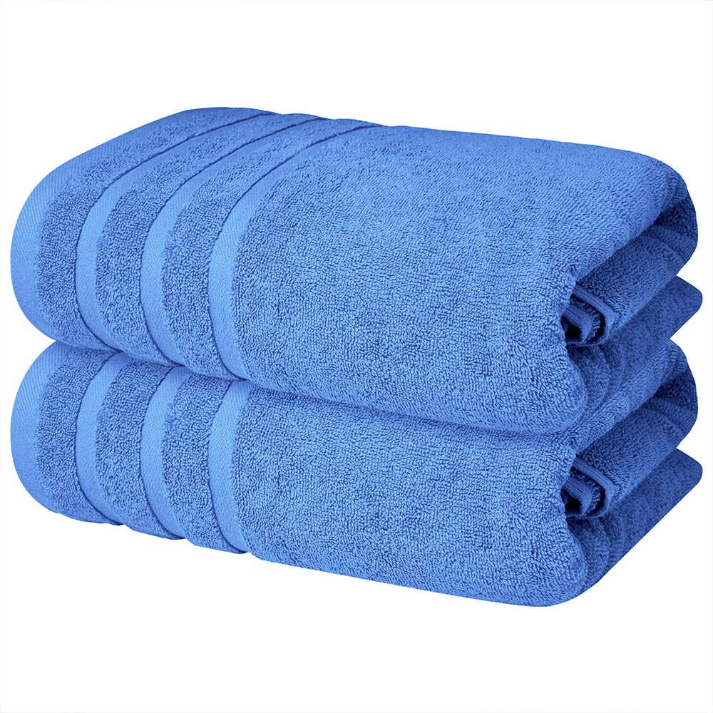 Bath Towels Set of 2 (70x140 cm) – 100% Soft Ring-Spun Cotton, Ultra Soft & Highly Absorbent Towels for Spa, Gym, Hotel & Everyday Bathroom Use - Eloquent Blue