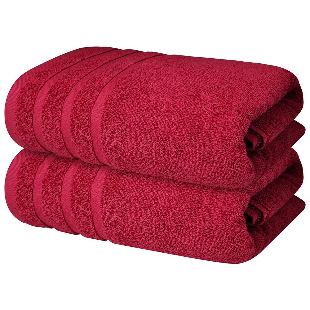 Bath Towels Set of 2 (70x140 cm) – 100% Soft Ring-Spun Cotton, Ultra Soft & Highly Absorbent Towels for Spa, Gym, Hotel & Everyday Bathroom Use - Burgundy