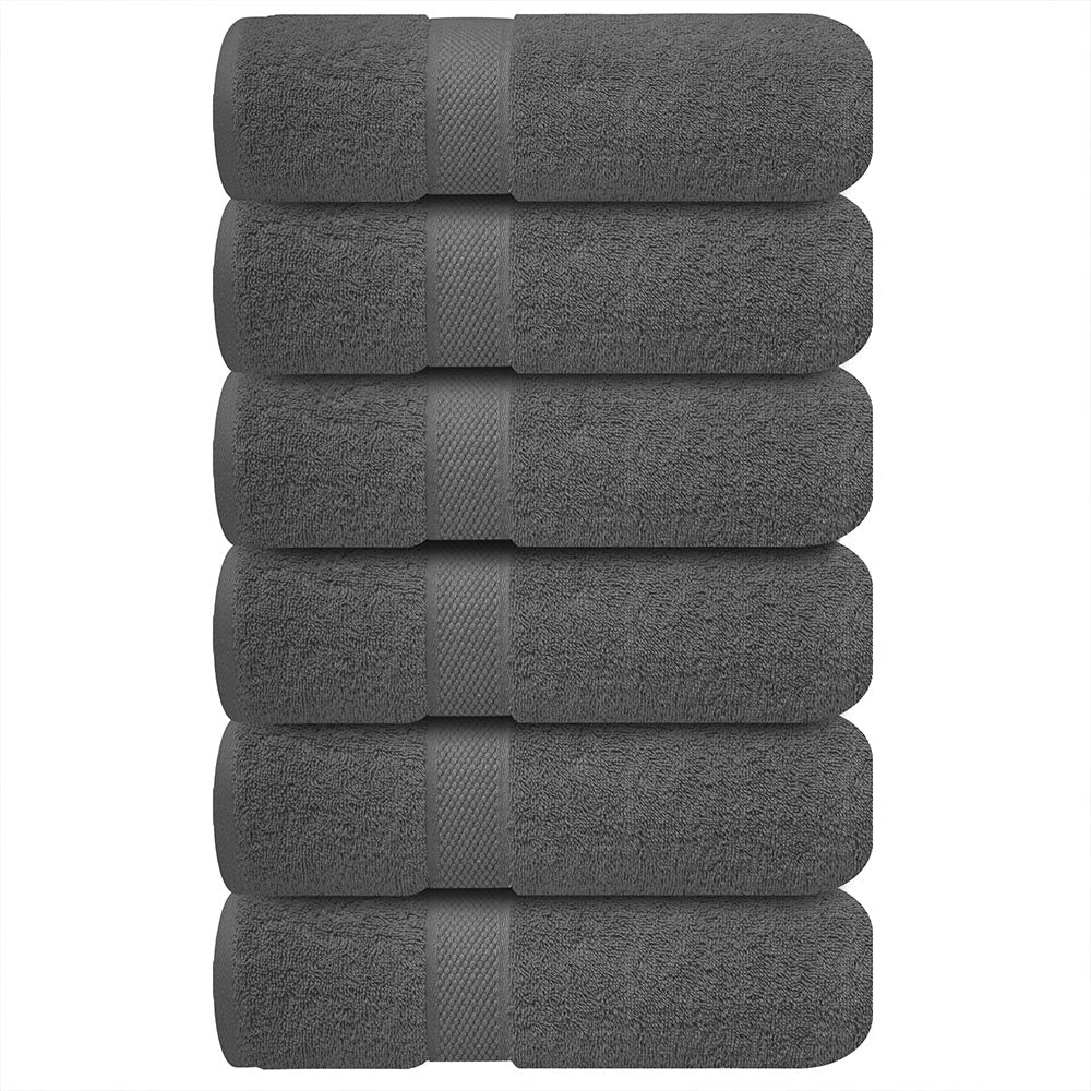 Premium Hand Towels | 6-Pack | 100% Cotton | 40 x 72 cm | Ultra-Soft & Highly Absorbent | Ideal for Gym, Spa, Hotel & Household Use - Shadow Grey