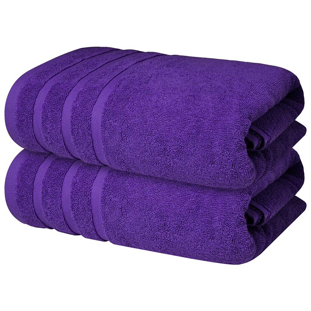 Bath Towels Set of 2 (70x140 cm) – 100% Soft Ring-Spun Cotton, Ultra Soft & Highly Absorbent Towels for Spa, Gym, Hotel & Everyday Bathroom Use - Profound Purple