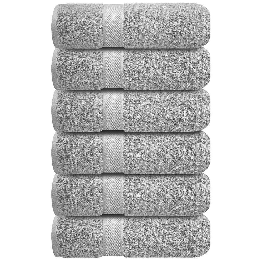 Premium Hand Towels | 6-Pack | 100% Cotton | 40 x 72 cm | Ultra-Soft & Highly Absorbent | Ideal for Gym, Spa, Hotel & Household Use - Charming Grey