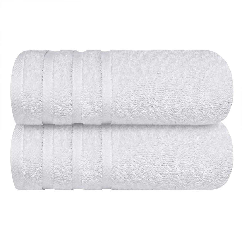 Bath Towels Set of 2 (70x140 cm) – 100% Soft Ring-Spun Cotton, Ultra Soft & Highly Absorbent Towels for Spa, Gym, Hotel & Everyday Bathroom Use - Brilliant White